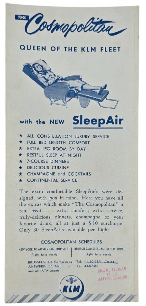 Flyer – The Cosmopolitan, Queen of the KLM Fleet – SleepAir service (1950)