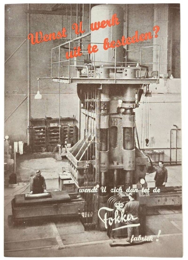 Flyer – Wenst U werk uit te besteden? Fokker Fabriek (1951)