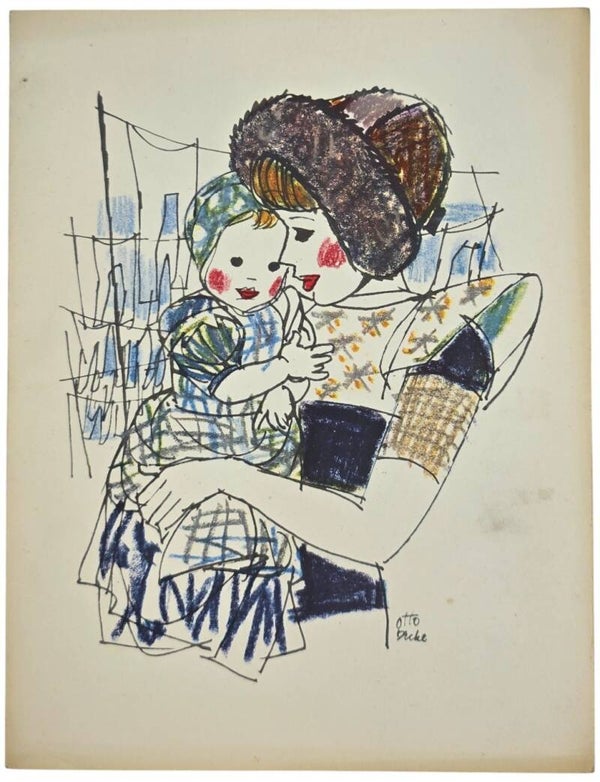 Document – KLM menukaart met illustratie moeder en kind (ca. 1950)