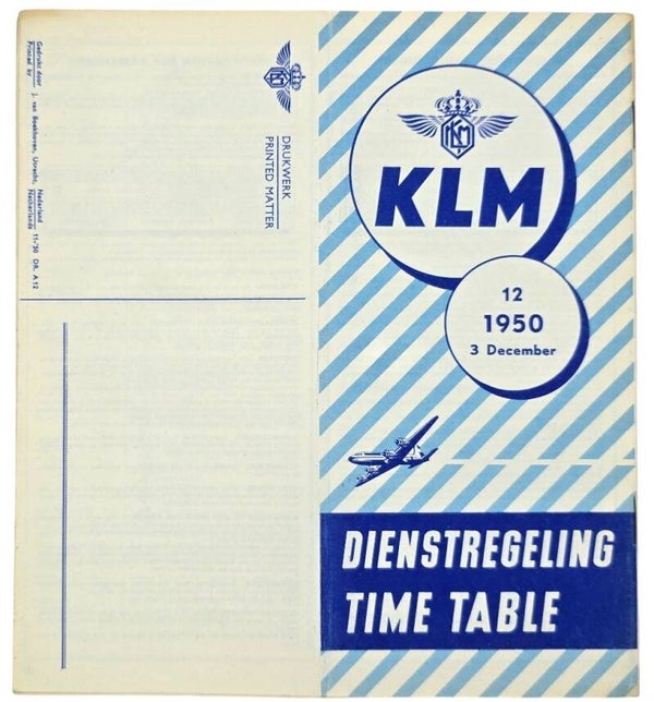 Flyer – Dienstregeling / Time Table KLM 12 3 December (1950)