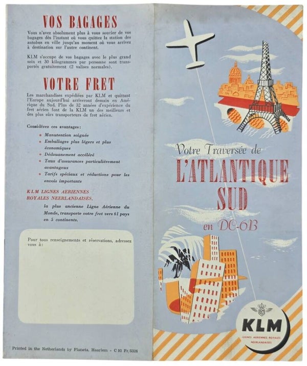 Flyer – KLM Votre Traversée de l’Atlantique Sud en DC-6B (1951)