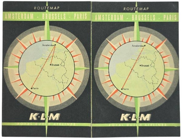 Flyer – KLM Routemap Amsterdam – Brussels – Paris