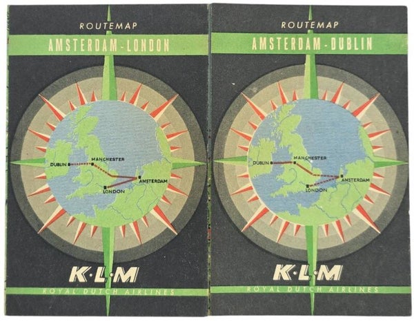 Flyer – KLM Routemap Amsterdam – London / Amsterdam – Dublin