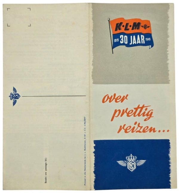 Flyer – KLM 30 jaar / “over prettig reizen…” (1949)