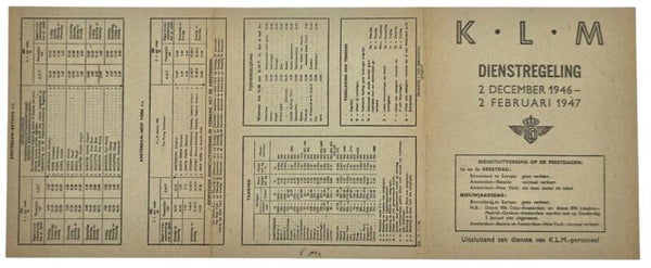 Document – KLM Dienstregeling 2 december 1946 – 2 februari (1946)