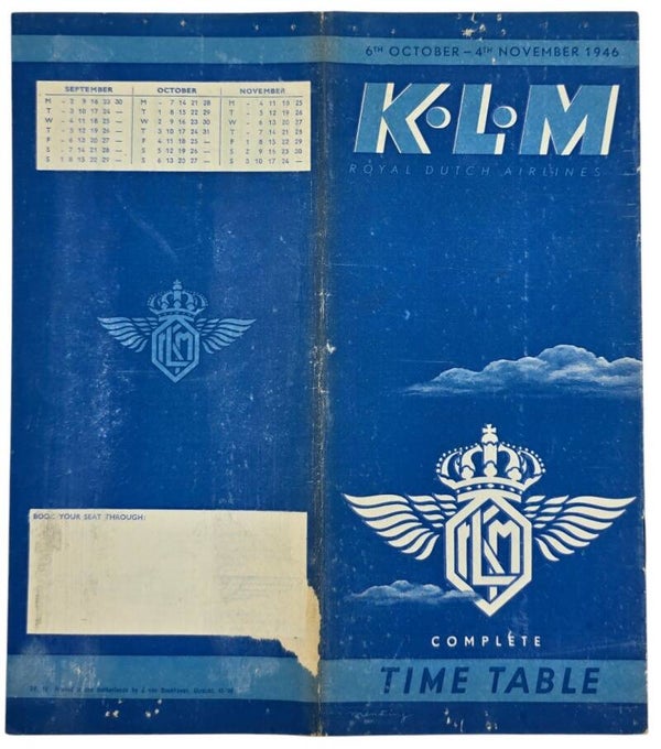 Flyer – KLM Complete Time Table 6th October - 4th November (1946)