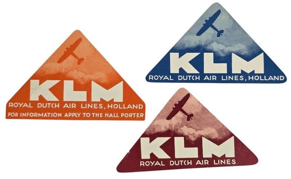 Document – KLM driehoekige labels stickers (1930s)