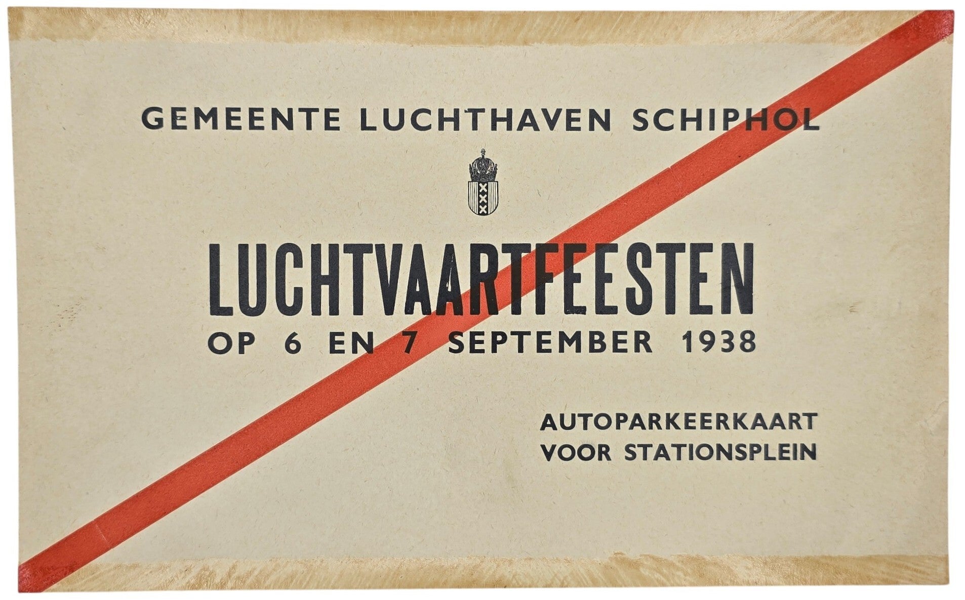 Document – Gemeente Luchthaven Schiphol: Autoparkeerkaart Luchtvaartfeesten (1938)