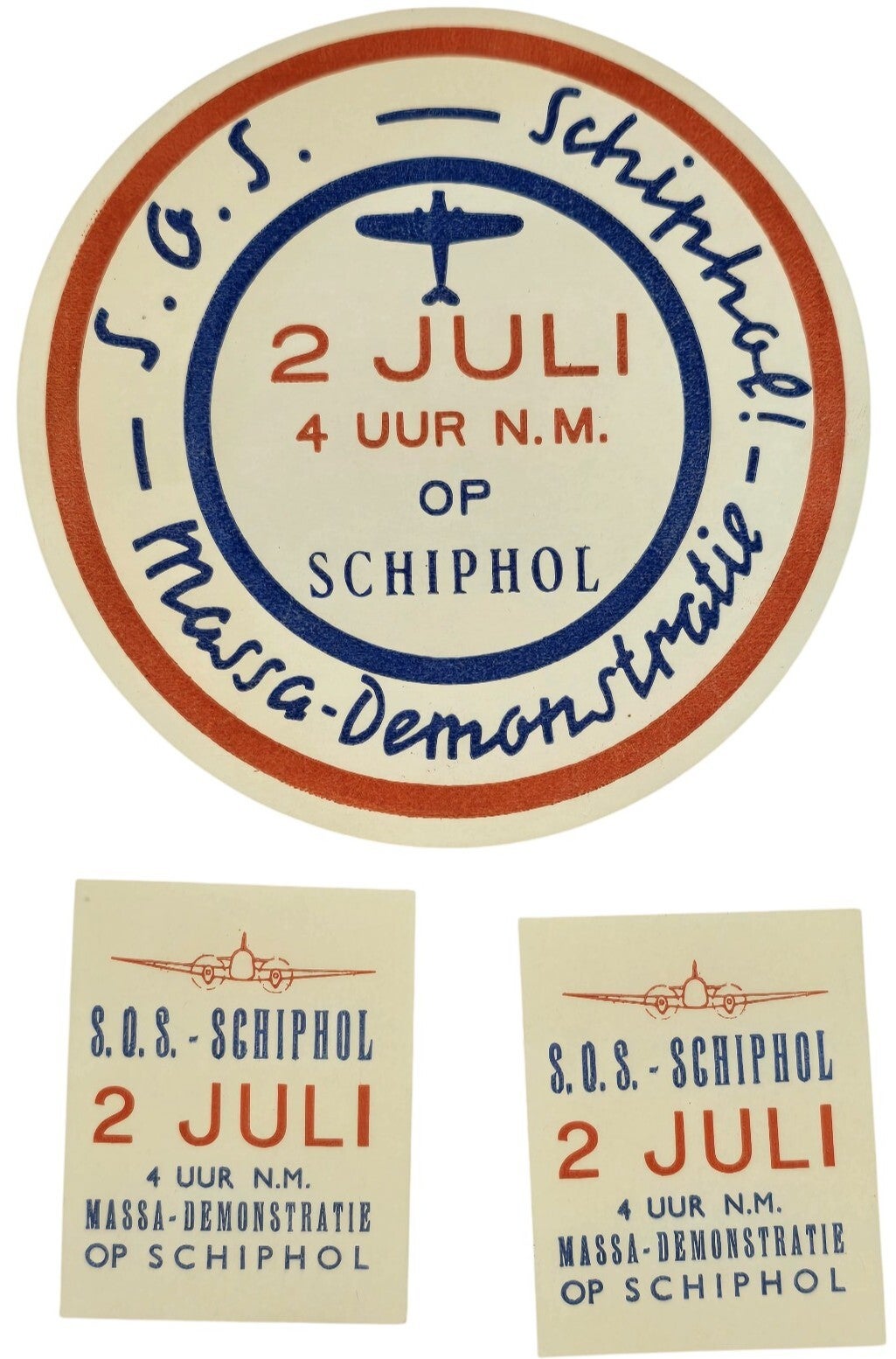 Document – Sluitzegels S.O.S. Schiphol massa-demonstratie (1938)