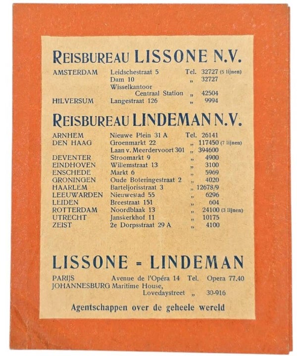 Document – Reisbureau Lissone / Lindeman Documentzakje (1938)