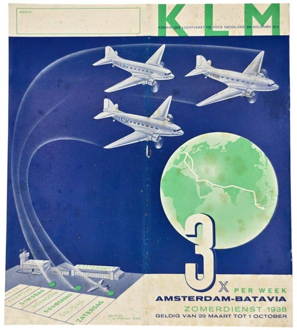 Flyer – KLM Zomerdienst Amsterdam–Batavia, Maart October (1938)