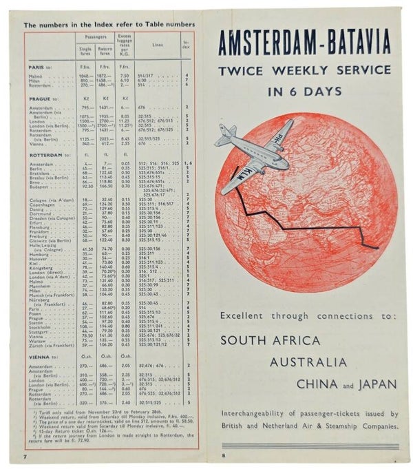Flyer – Amsterdam–Batavia Twice Weekly Service (1938)