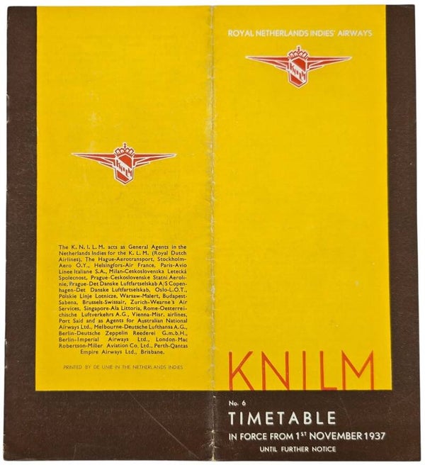 Flyer – KNILM Timetable No. 6, November (1937)