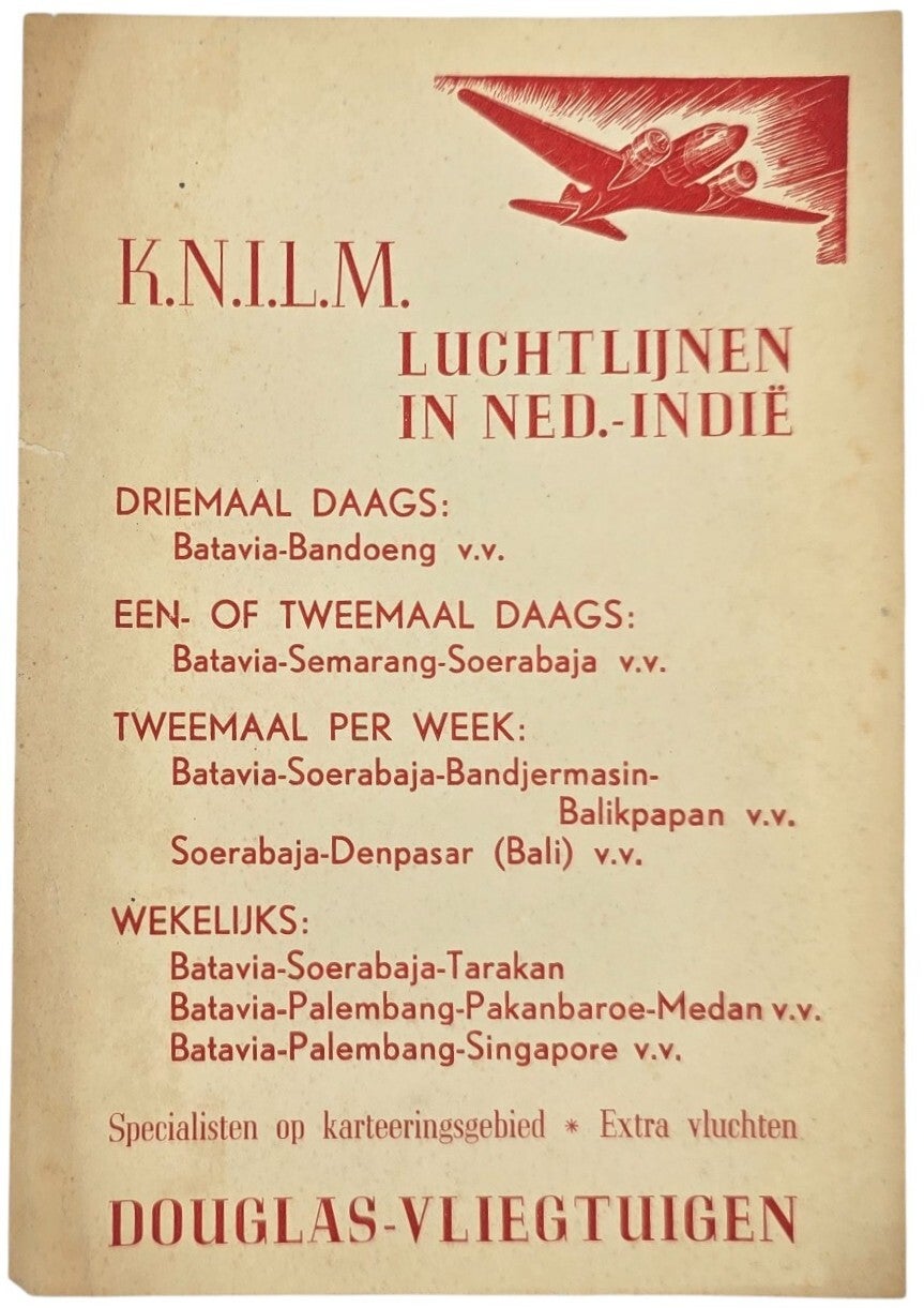 Flyer – KNILM luchtlijnen in Nederlands-Indië (1937)