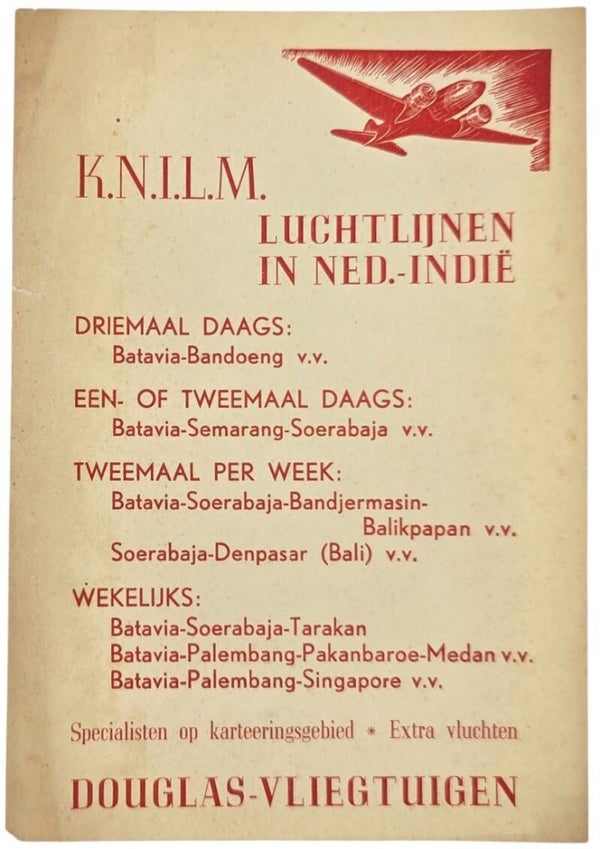 Flyer – KNILM luchtlijnen in Nederlands-Indië (1937)