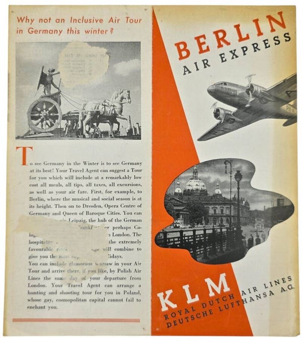 Flyer - KLM Berlin Air Express Winter dienstregeling, October, maart (1937)