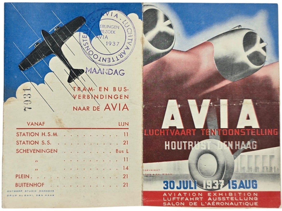 Flyer – AVIA Luchtvaart Tentoonstelling, Den Haag (1937)