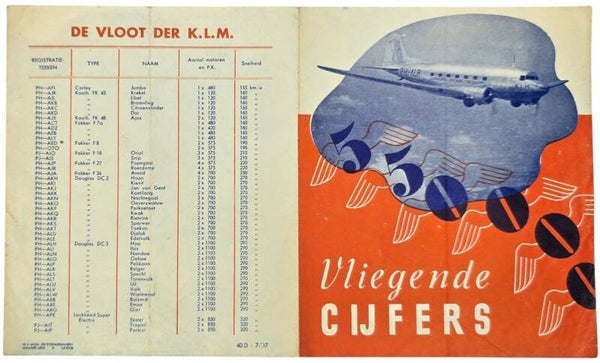 Flyer – KLM Vliegende cijfers. De vloot der K.L.M. (1937)