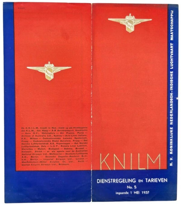 Flyer – KNILM Dienstregeling en tarieven No. 5, Mei (1937)