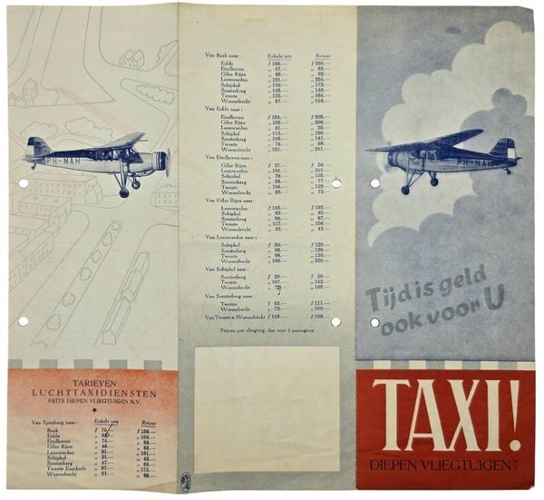 Flyer – Luchttaxidiensten Diepen Vliegtuigen NV (1947)