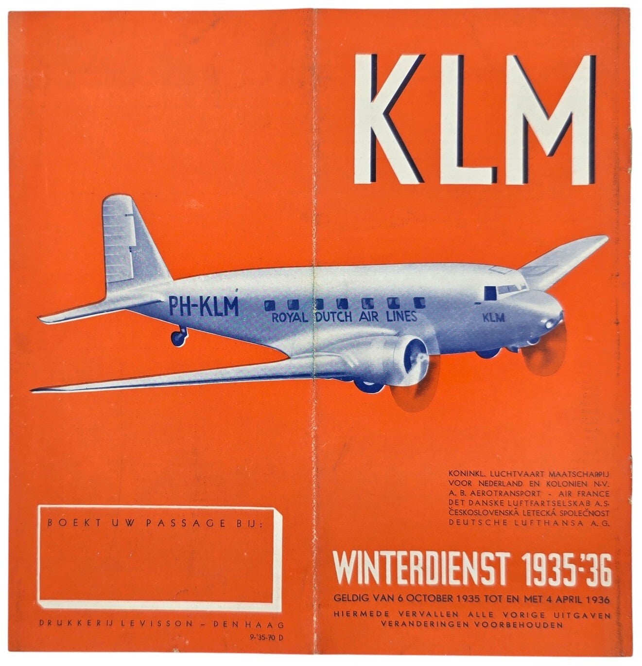 Flyer – KLM Winterdienst 1935-'36 October April (1935)