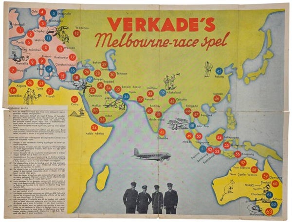 Document – Bordspel Verkade’s Melbourne-race spel, Uiver (1934)