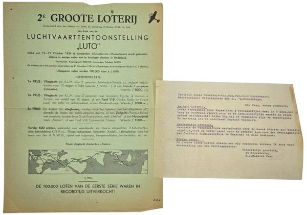 Flyer – 2e Groote Loterij Luchtvaarttentoonstelling “LUTO” (1934)