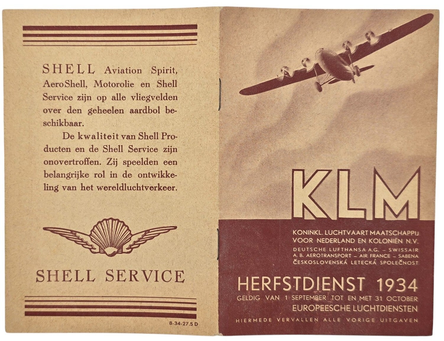Flyer – KLM Herfstdienst, September October (1934)