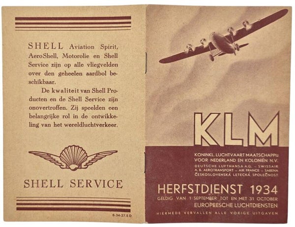 Flyer – KLM Herfstdienst, September October (1934)