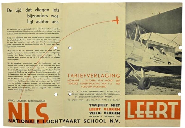 Flyer – Nationale Luchtvaart School Leert vliegen! (1934)