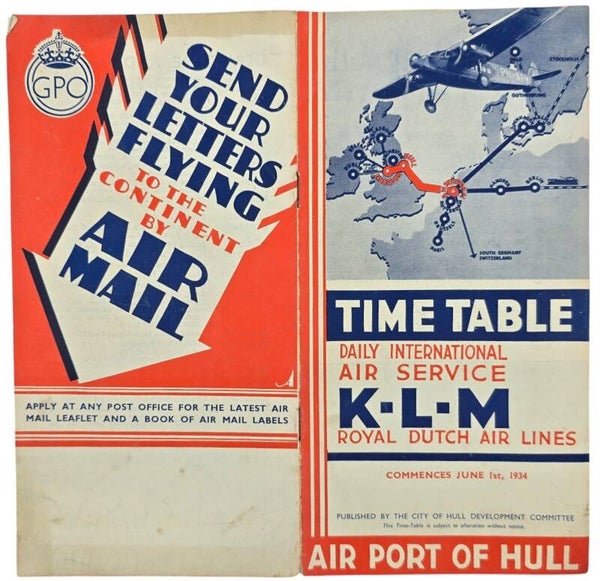 Flyer – KLM Time Table Airport of Hull (1934)