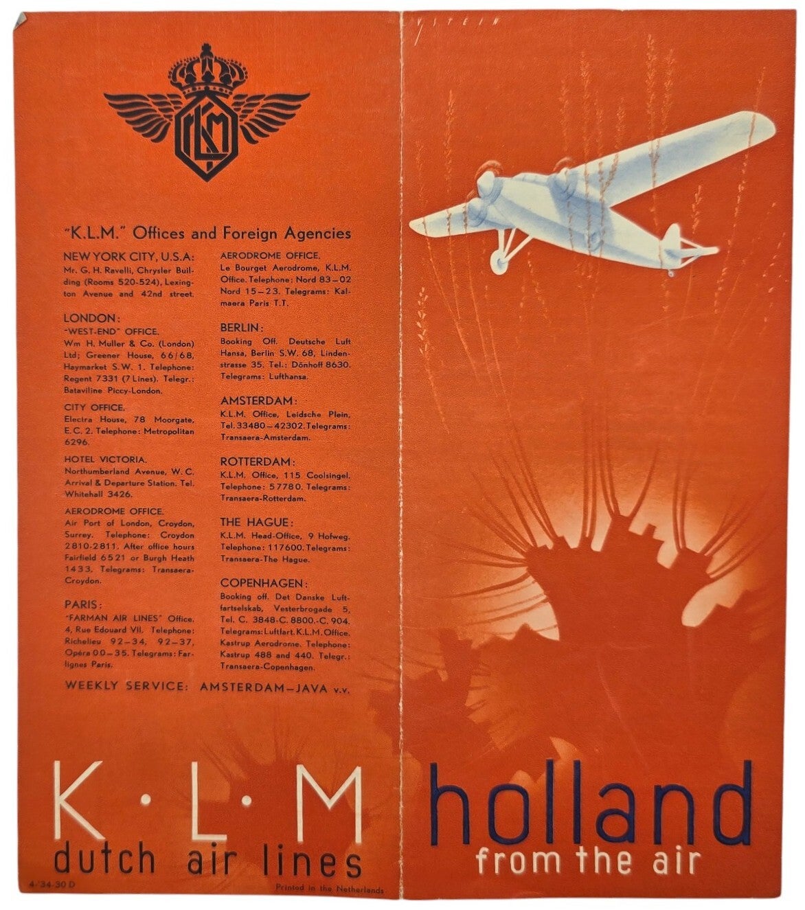 Flyer - KLM Holland from the air, Hendrik Willem van Loon (1934)