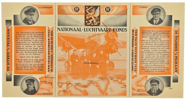 Document – Nationaal-Luchtvaart-Fonds De Pelikaan Indië vlucht (1933)