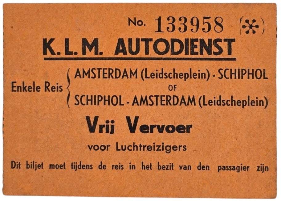 Document – KLM Autodienst vrij vervoer, Amsterdam Schiphol (1930)