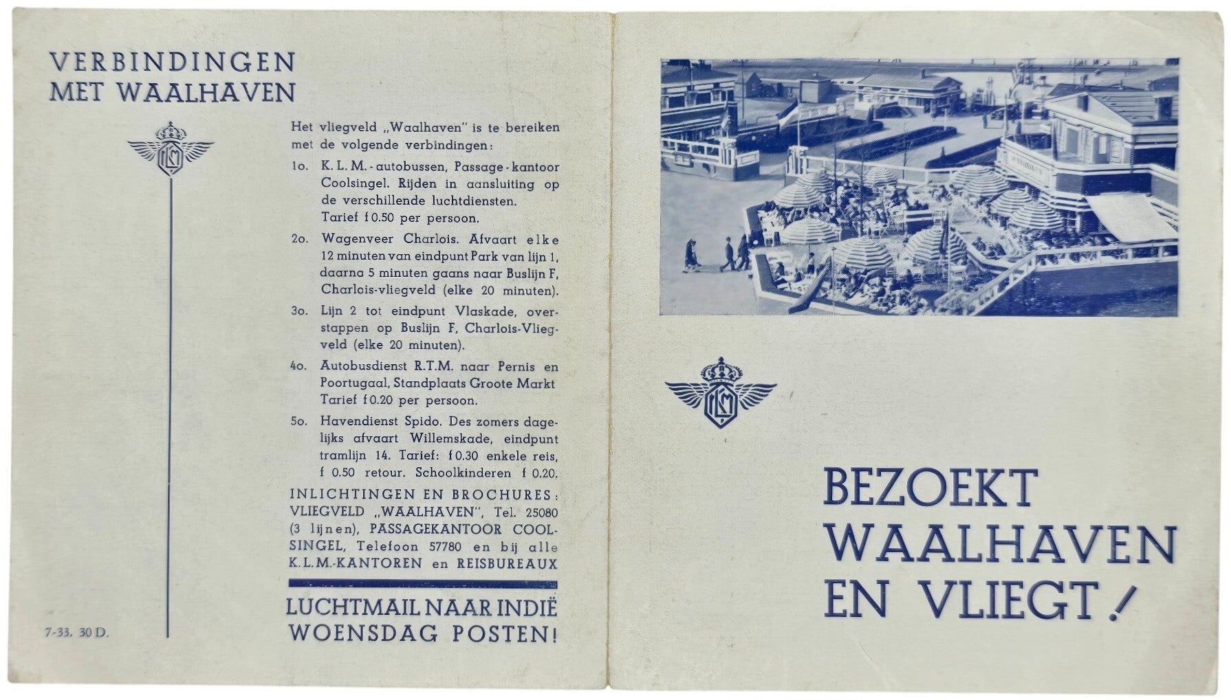 Flyer – KLM Verbindingen met Waalhaven (1933)