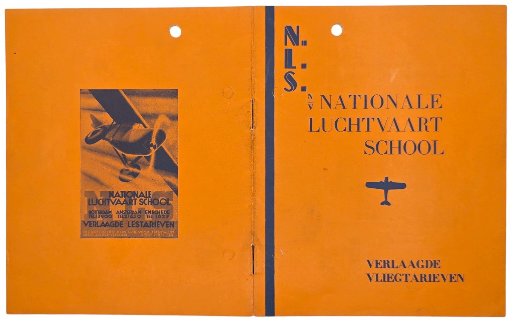 Brochure – Nationale Luchtvaart School Verlaagde vliegtarieven (1933)