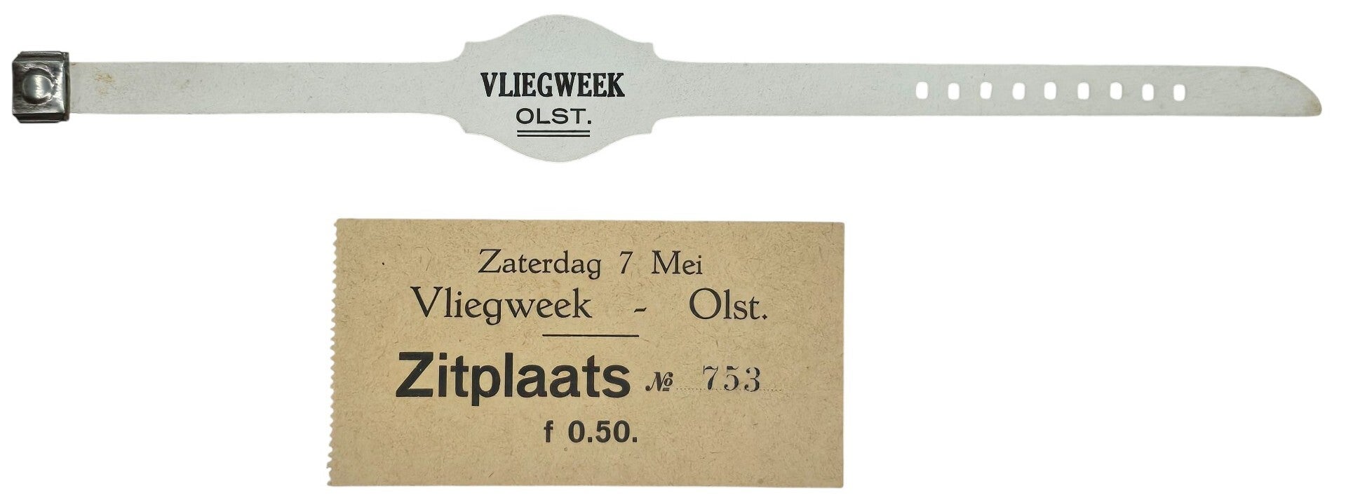 Document – Vliegweek Olst zitplaats en armband (1932)