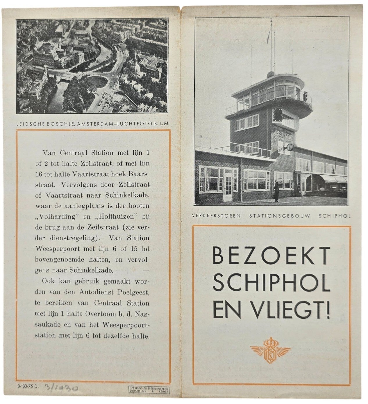 Flyer – KLM Bezoekt Schiphol en vliegt (1930)