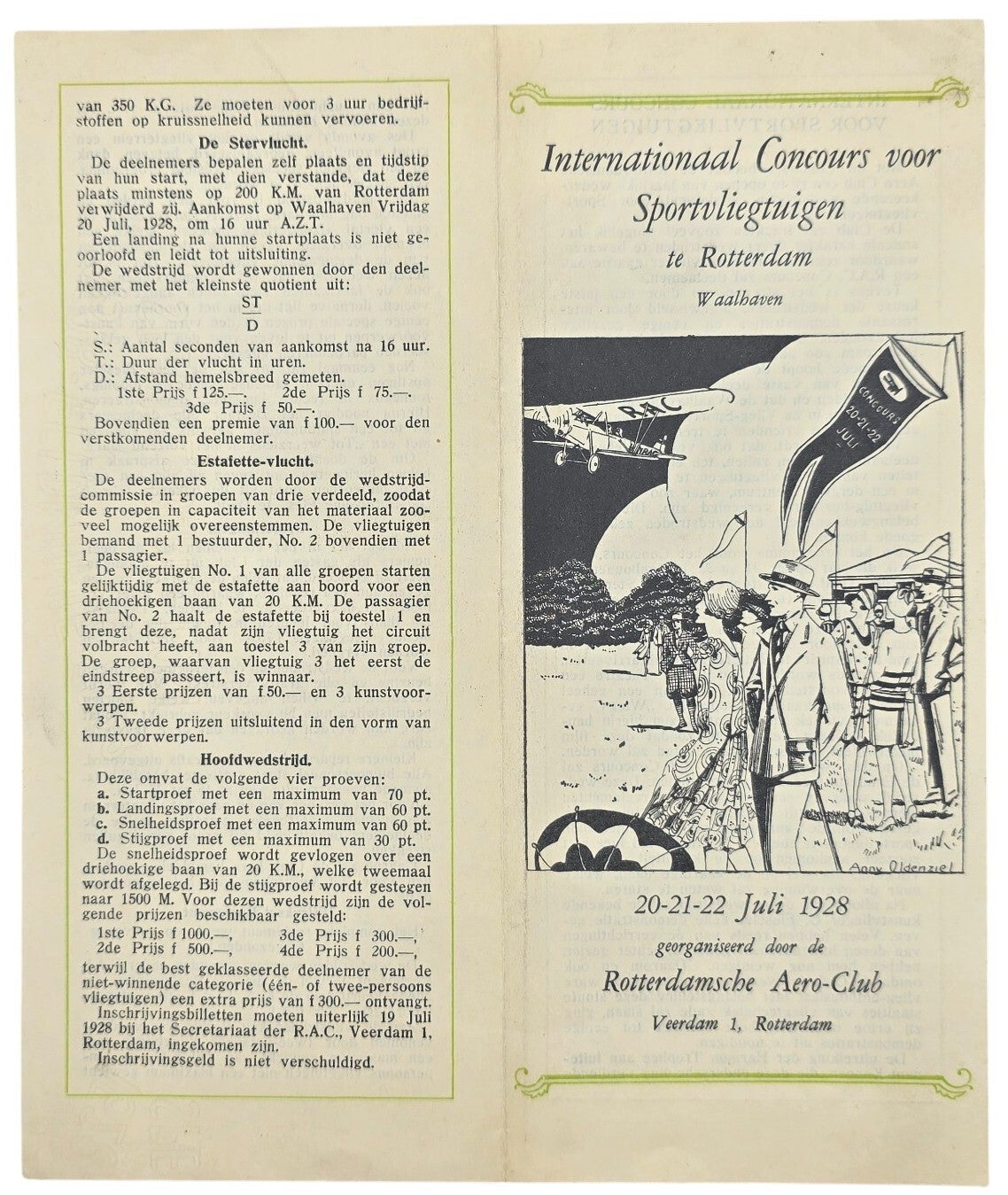 Flyer – International Concours voor Sportvliegtuigen, Rotterdamsche Aero-Club (1928)