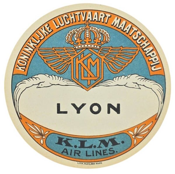 Document – Sticker label KLM Air Lines Lyon (1925)