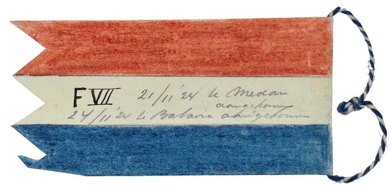 Document – Aanhanglabel Fokker F.VII, Medan Batavia (1924)