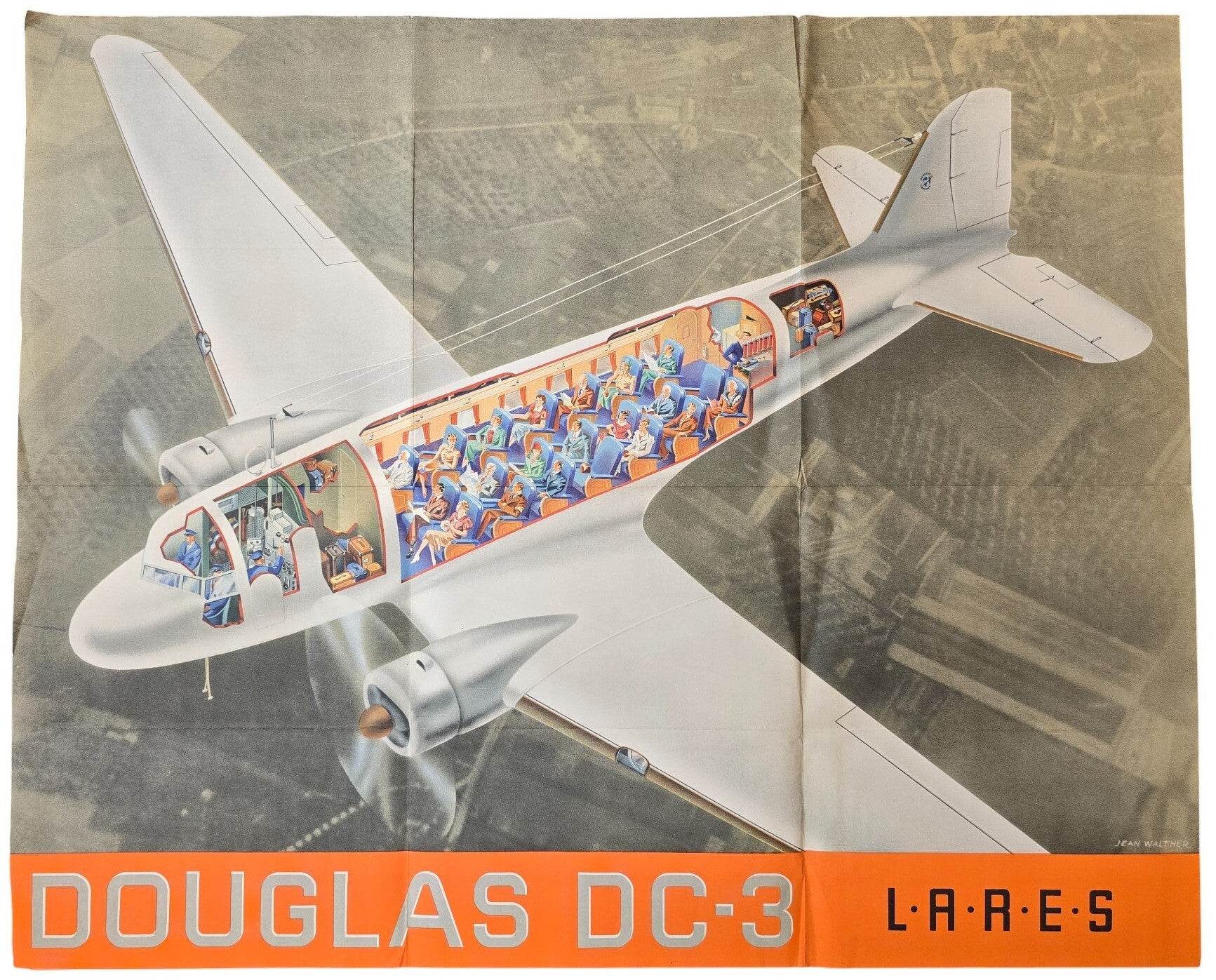 Poster Flyer – LARES Douglas DC-3, Jean Walther (1938)
