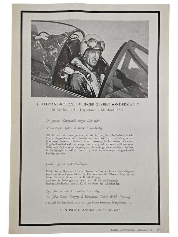 Document – Bidprent Luitenant-kolonel-vlieger Gerben Sonderman (1955)