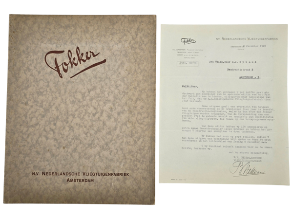Brochure – Fokker, Tien jaar Fokker met brief aan G. J. Nyland (1929)