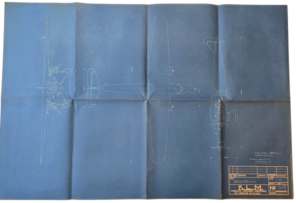 Blauwdruk – KLM, Fokker F.18 F.XVIII samenstellingstekening (1934)