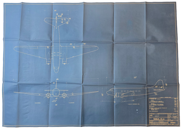 Blauwdruk – KLM, Douglas DC-3 overzichtstekening (1936)