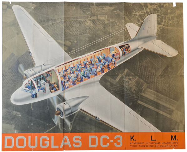 Poster Flyer – KLM Douglas DC-3, Jean Walther (1938)