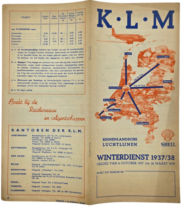 Flyer – KLM Binnenlandsche Luchtlijnen Winterdienst (1937/38)