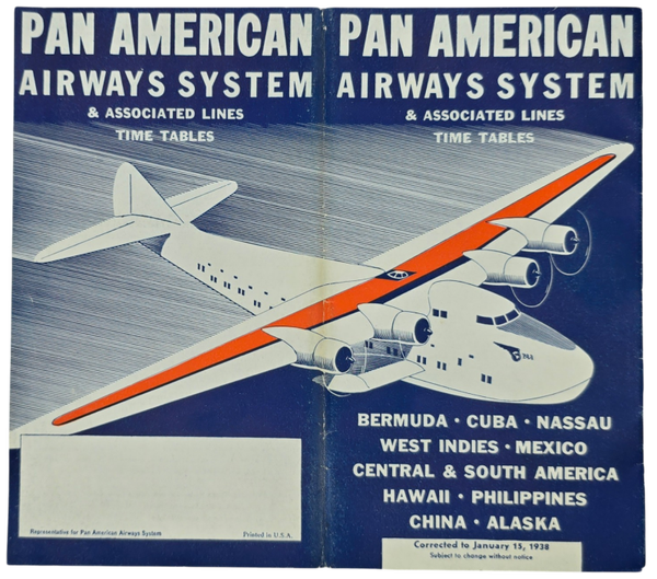 Brochure - Time Table Pan American Airways System & Associated Lines (1938)