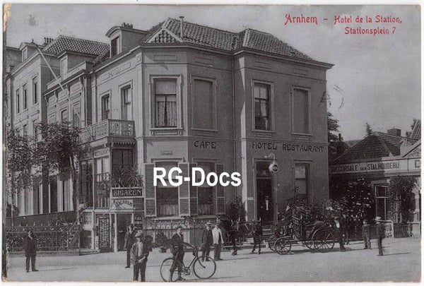 Ansichtkaart - Briefkaart Hotel Station Arnhem Stationsplein 7, Gelderland (1906)